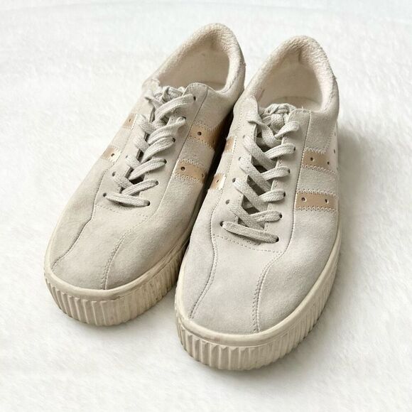 Gola Classics Women's Super Court Suede Metallic Off White Gold Sneakers Size 10 - Picture 2 of 7